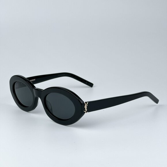 Saint Laurent SLM136 001 BRAND NEW Sunglasses Black Oval Women - Picture 10 of 14